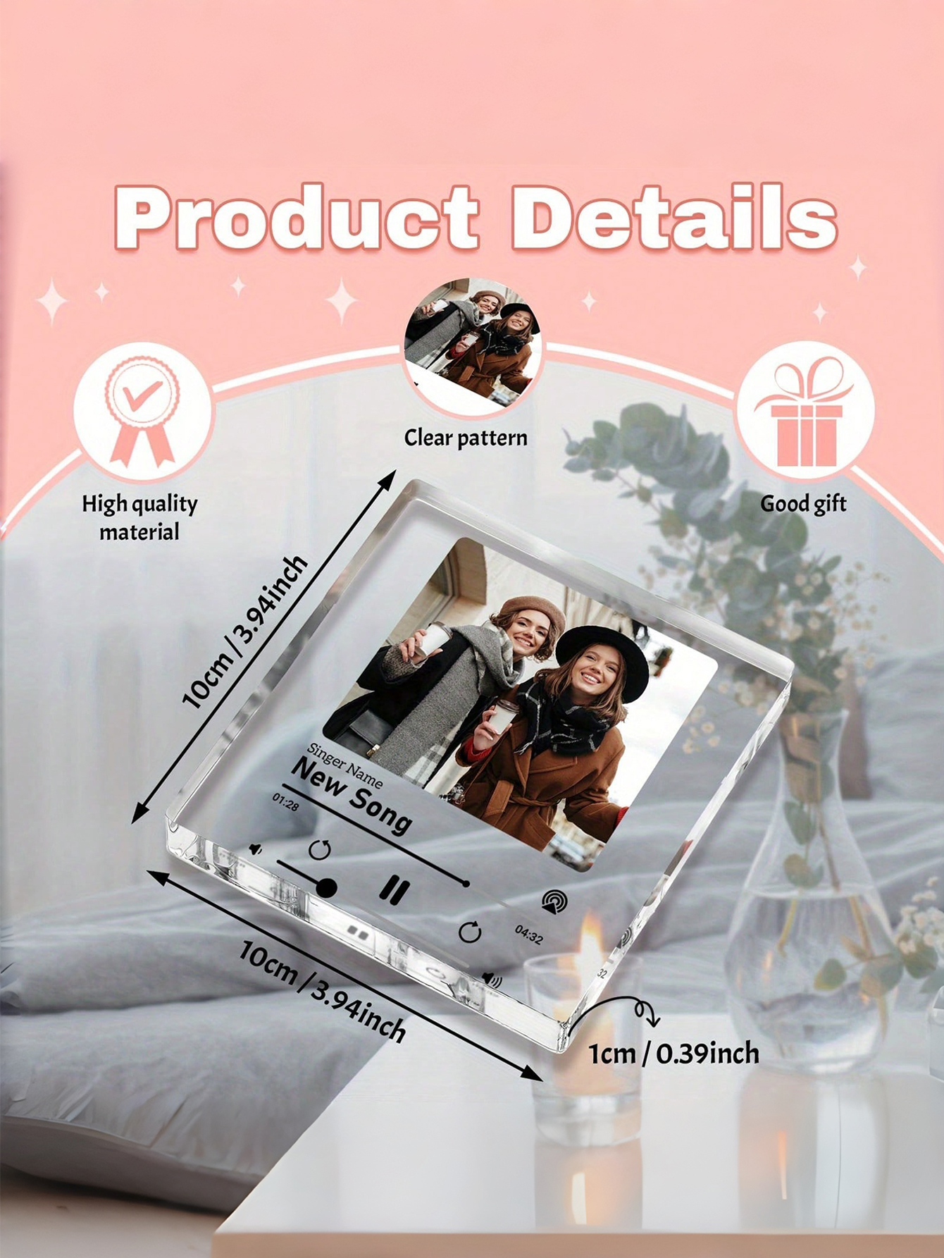 Custom Acrylic Photo Music Block